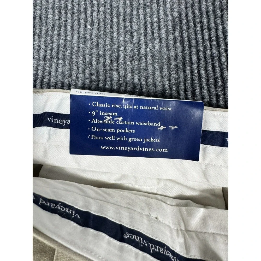 Vineyard Vines Chino Links Shorts Mens Size 36 Khaki Pleated 9